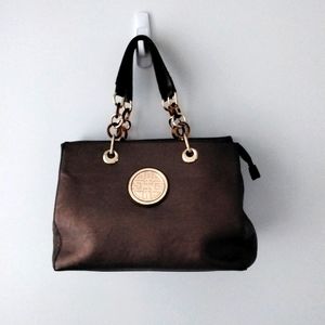 Medallion accent satchel purse